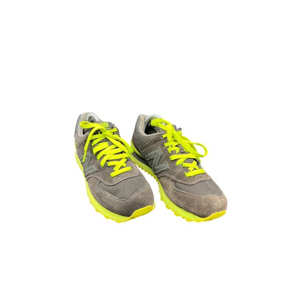 ? New Balance 574 Gray & Neon Yellow Sneakers Men’s 8 – Retro Streetwear Vibes main image 6